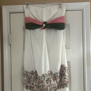 Chelsea & Violet Strapless Dress - White, Pink, Green